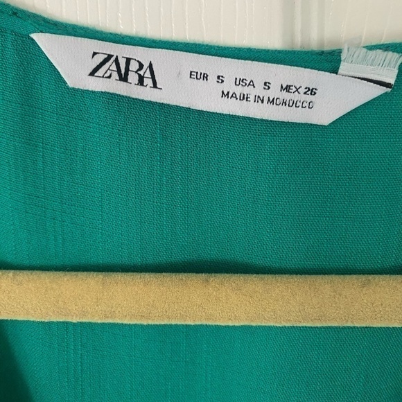 ZARA Green Smocked Waist Short Sleeve Romper Size Small - Picture 7 of 8